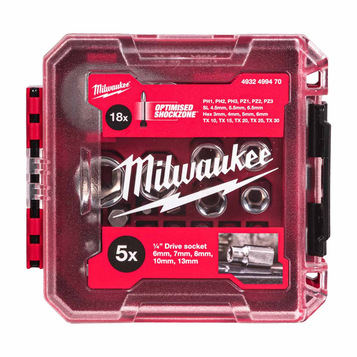 Milwaukee 1/4in Drive Compact Ratchet and Shockwave Bit Set in Packout Case